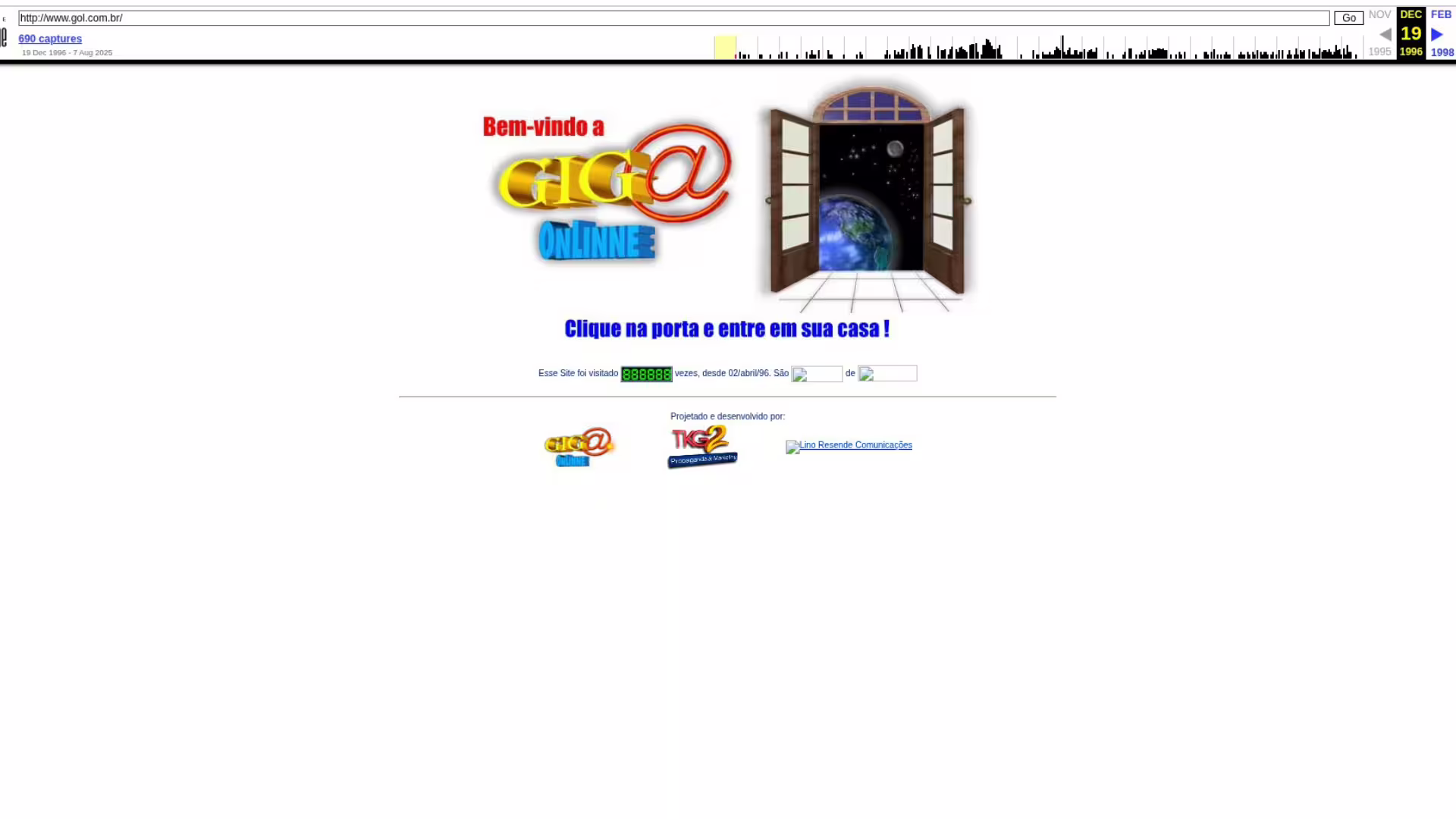 GIGA OnLinne (primeiro semestre de 1996) — captura histórica, via Wayback